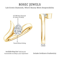 Pear Shape Lab Grown Diamond Solitaire Bypass Ring