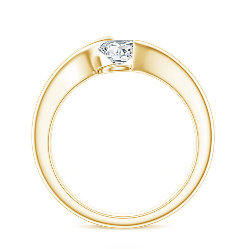 Pear-shaped lab-grown diamond solitaire bypass ring by Rosec Jewels, showcasing a sparkling diamond set in a sleek, elegant ring design.
