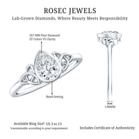 Pear Shape Lab Grown Diamond Solitaire Celtic Ring