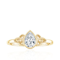 Pear Shape Lab Grown Diamond Solitaire Celtic Ring