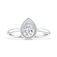 Pear Cut Lab Grown Diamond Solitaire Ring with Engraved Details