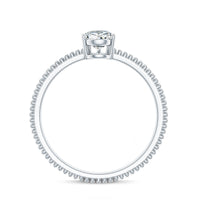 Pear Shaped Lab Grown Diamond Solitaire Ring with Beaded Detailing