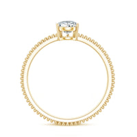 Pear Shaped Lab Grown Diamond Solitaire Ring with Beaded Detailing