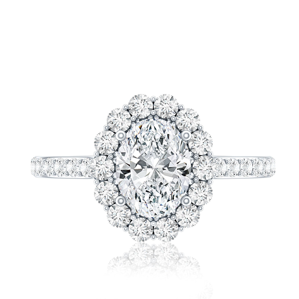 Oval Shape Lab Grown Diamond Halo Engagement Ring