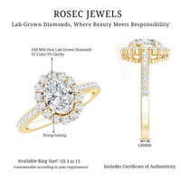 Oval Shape Lab Grown Diamond Halo Engagement Ring