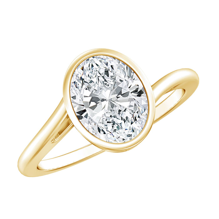 Oval shape lab-grown diamond solitaire bypass ring by Rosec Jewels, featuring a sleek, elegant design in precious metal.
