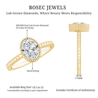 Vintage Style Oval Shape Lab Grown Diamond Solitaire Engagement Ring