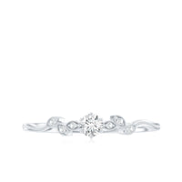 Minimal Lab Grown Diamond Leaf Ring with Beaded Detailing