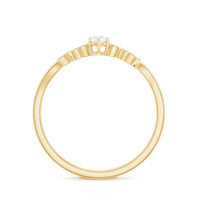 Minimal Lab Grown Diamond Leaf Ring with Beaded Detailing