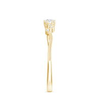 Minimal Lab Grown Diamond Leaf Ring with Beaded Detailing