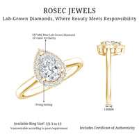 Classic Lab Grown Diamond Teardrop Engagement Ring with Halo