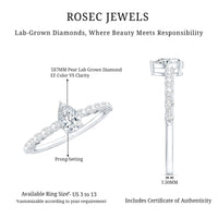 Pear Shape Lab Grown Diamond Solitaire Promise Ring with Side Stones