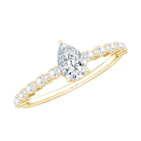 Pear Shape Lab Grown Diamond Solitaire Promise Ring with Side Stones