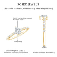 Pear Shape Lab Grown Diamond Solitaire Promise Ring with Side Stones