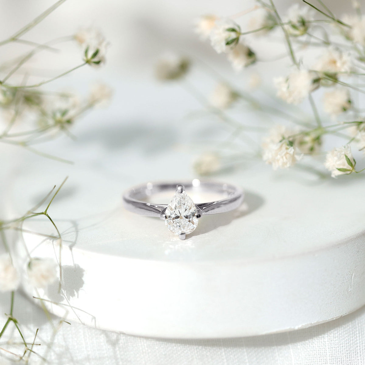 Solitaire Lab Grown Diamond Teardrop Engagement Ring