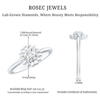 Solitaire Lab Grown Diamond Flower Ring