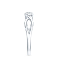Round Lab Grown Diamond Solitaire Promise Ring in Crossover Shank