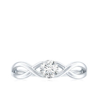 Round Lab Grown Diamond Solitaire Promise Ring in Crossover Shank
