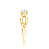 Round Lab Grown Diamond Solitaire Promise Ring in Crossover Shank