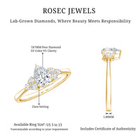 Pear Cut Lab Grown Diamond Trio Engagement Ring