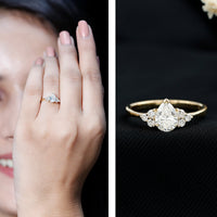 Pear Cut Lab Grown Diamond Trio Engagement Ring