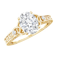 Antique Style Oval Shape Lab Grown Diamond Solitaire Celtic Knot Ring