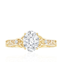 Antique Style Oval Shape Lab Grown Diamond Solitaire Celtic Knot Ring