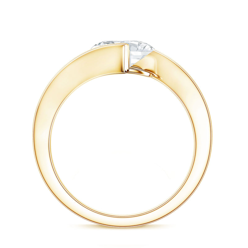 Oval-shaped lab-grown diamond solitaire bypass ring from Rosec Jewels, featuring elegant design and sparkling center stone.