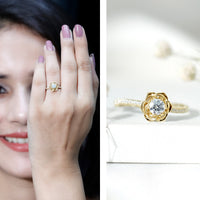 Nature Inspired Floral Engagement Ring with Lab Grown Diamond