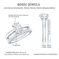 1 Carat Solitaire Lab Grown Diamond Oval Bridal Ring Set for Women