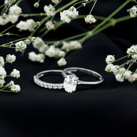 1 Carat Solitaire Lab Grown Diamond Oval Bridal Ring Set for Women