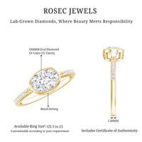 Oval Lab Grown Diamond Solitaire Engagement Ring in Bezel Setting