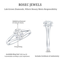 Oval Lab Grown Diamond Solitaire Ring in Split Shank
