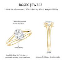 Oval Lab Grown Diamond Solitaire Ring in Split Shank