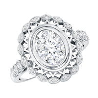 Vintage Style Oval Lab Grown Diamond Statement Engagement Ring