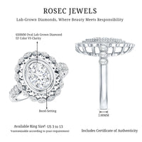 Vintage Style Oval Lab Grown Diamond Statement Engagement Ring