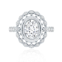 Vintage Style Oval Lab Grown Diamond Statement Engagement Ring
