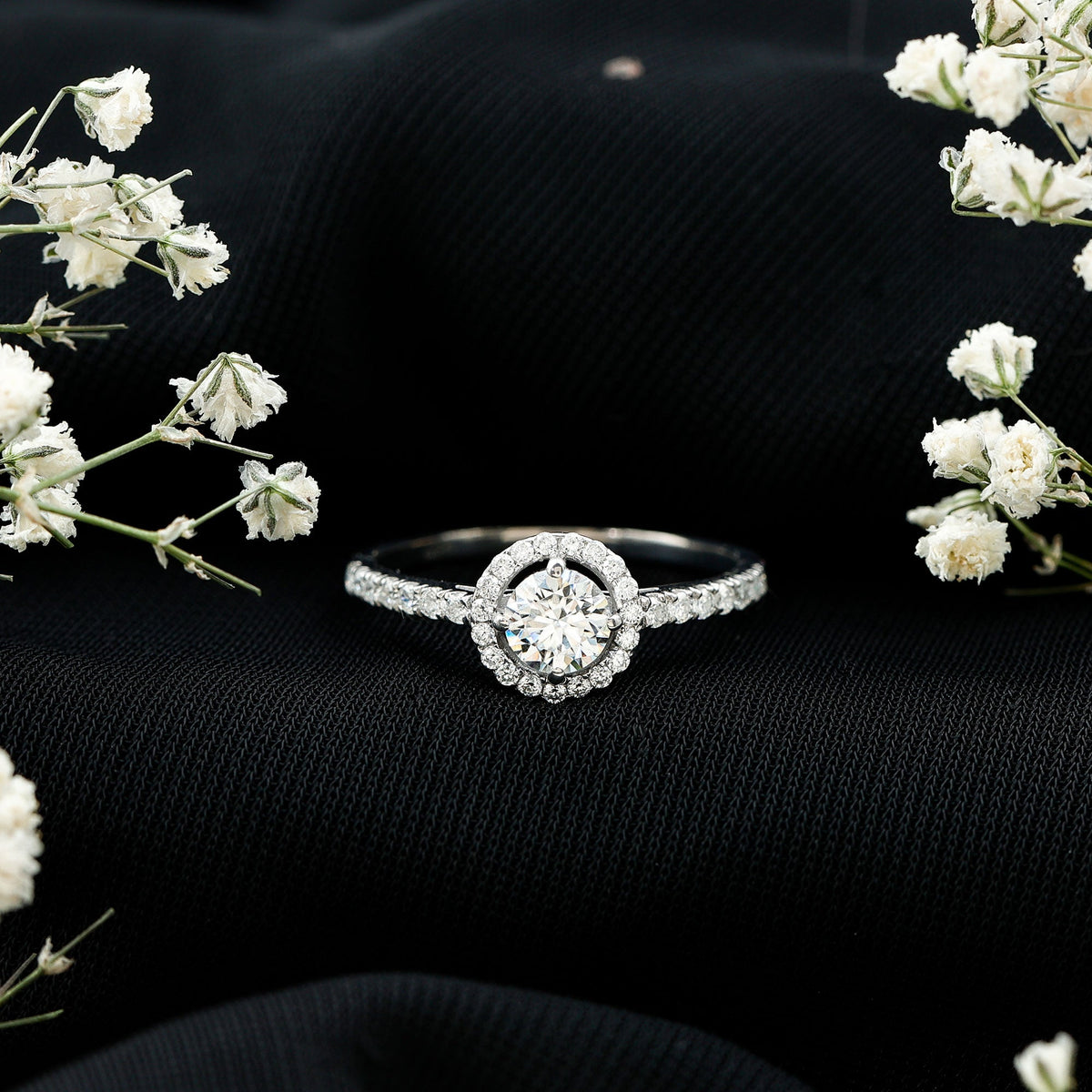 5MM Lab Grown Diamond Engagement Ring with Halo