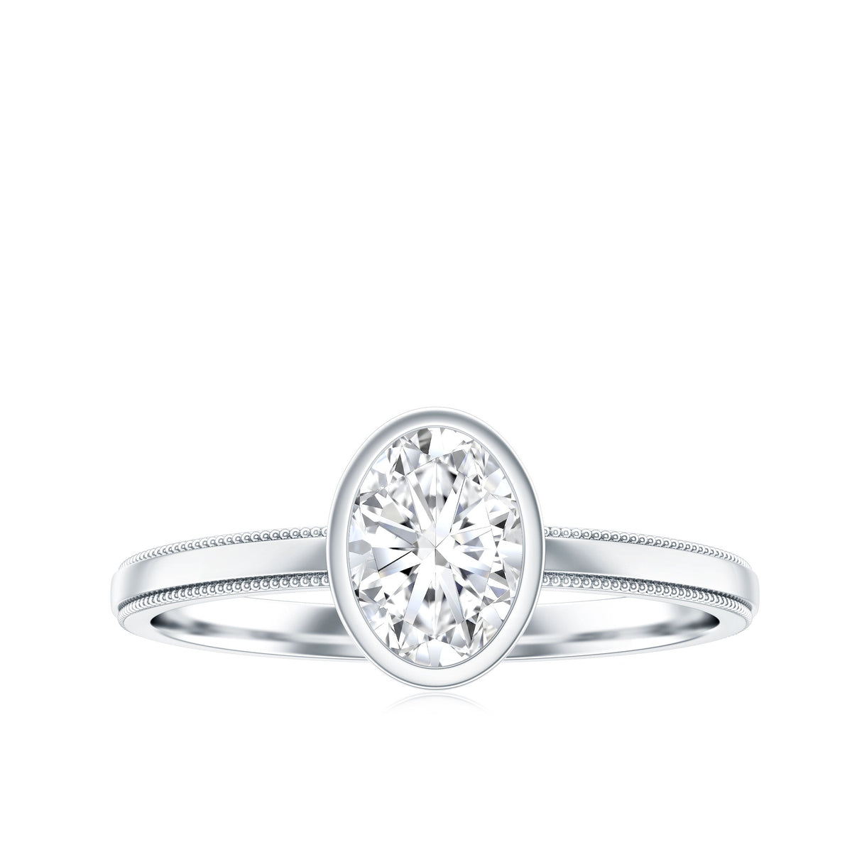 Bezel Set Oval Lab Grown Diamond Solitaire Ring