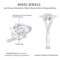 Lab Grown Diamond Nature Inspired Floral Bypass Ring