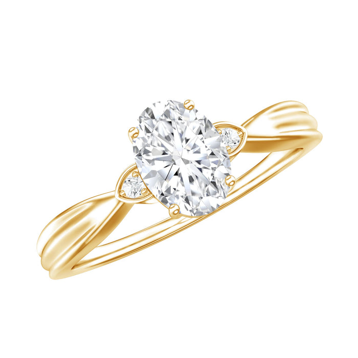 Oval lab-grown diamond solitaire ring by Rosec Jewels featuring a simple elegant design.