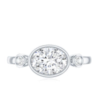 Bezel Set Oval Lab Grown Diamond East West Engagement Ring