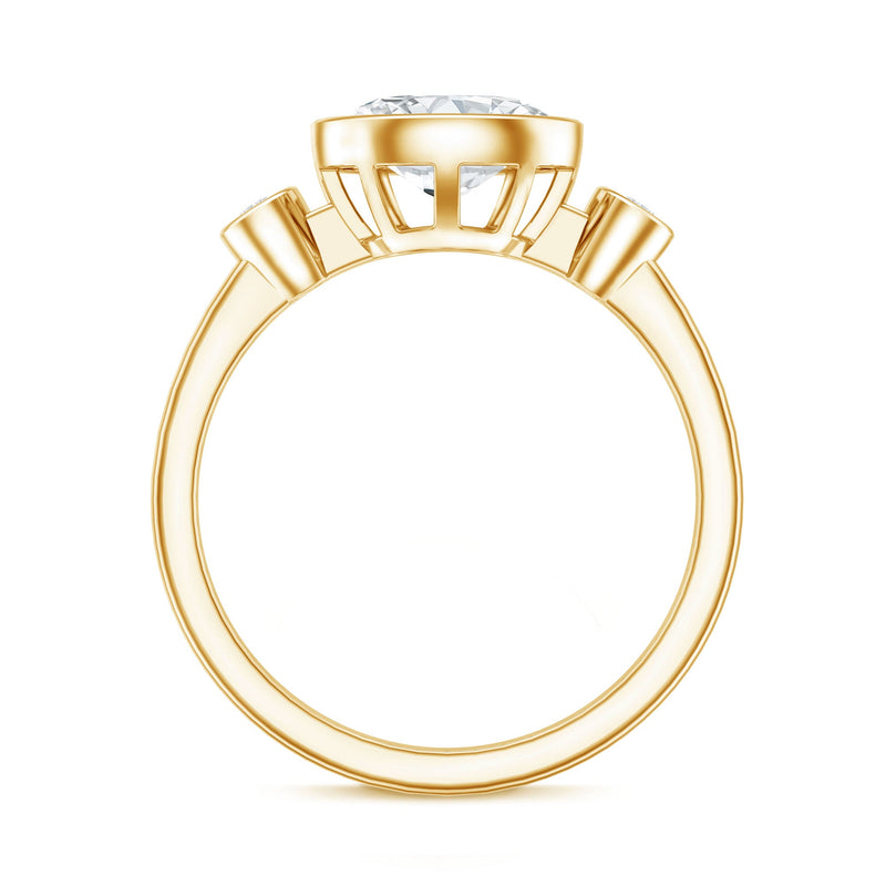 Bezel set oval lab-grown diamond engagement ring from Rosec Jewels featuring an east-west design and elegant craftsmanship.