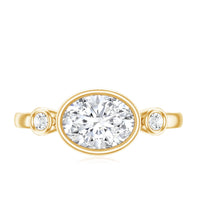 Bezel Set Oval Lab Grown Diamond East West Engagement Ring