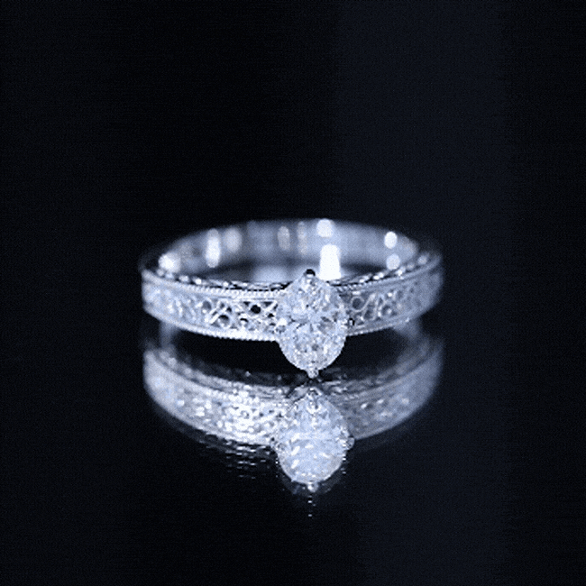 Oval shape 1.2 carat lab-grown diamond filigree engagement ring by Rosec Jewels, featuring intricate yellow gold detailing.