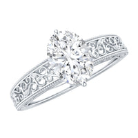 Oval Shape 1.2 Carat Lab Grown Diamond Filigree Engagement Ring