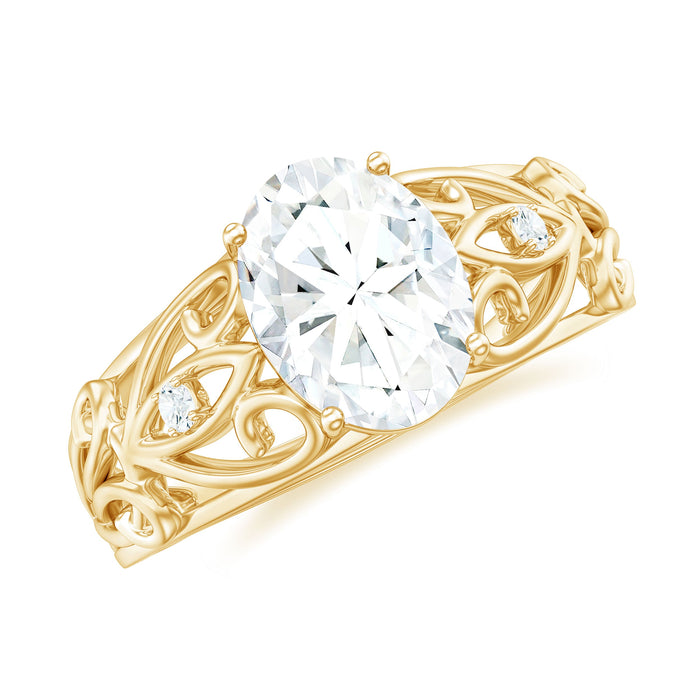 Antique style lab-grown diamond solitaire engagement ring by Rosec Jewels featuring a sparkling central diamond and vintage-inspired design.