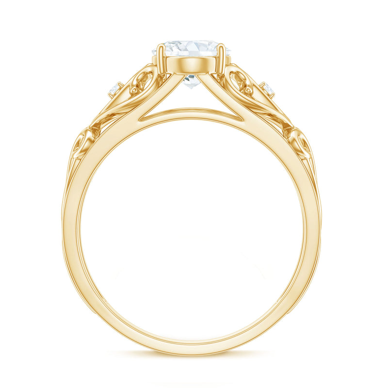 Antique style lab-grown diamond solitaire engagement ring by Rosec Jewels featuring a sparkling central diamond on a vintage-inspired band.