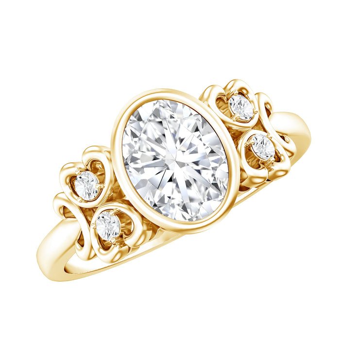 Elegant oval lab-grown diamond solitaire engagement ring by Rosec Jewels featuring a classic design and sparkling center stone.