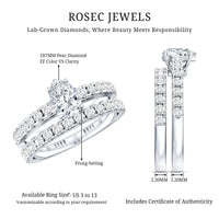 Minimal Pear Shape Lab Grown Diamond Wedding Ring Set